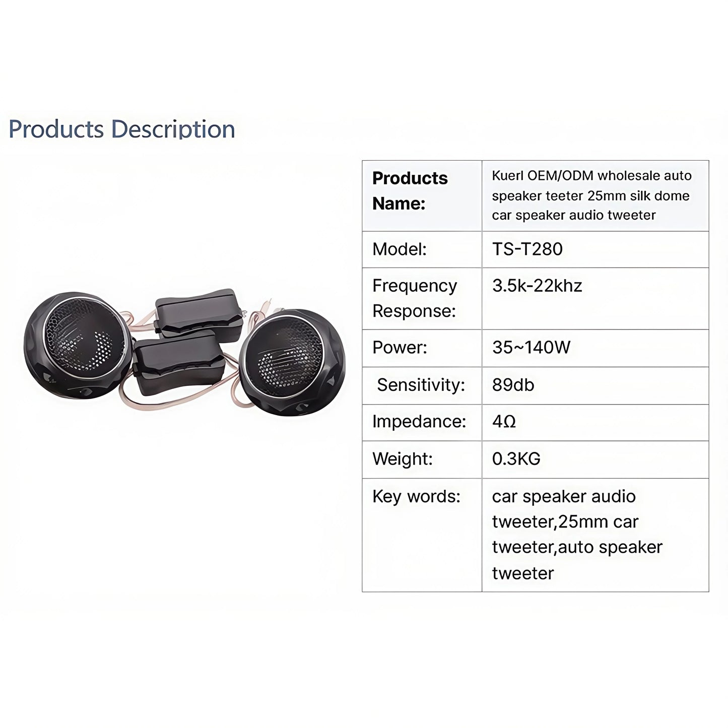 1 Pair MAX 140W Car Tweeter Speakers DC12V Tweeter System Door Speaker Car Modified Automobile Audio Silk Dome Tweeters