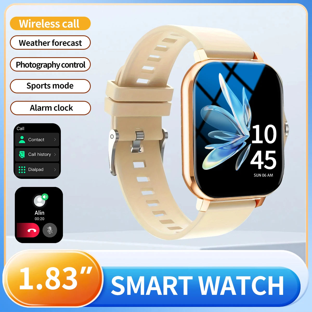 Outdoor sports smartwatch, wireless calling, information reminder, men's and women's multifunctional sports watch