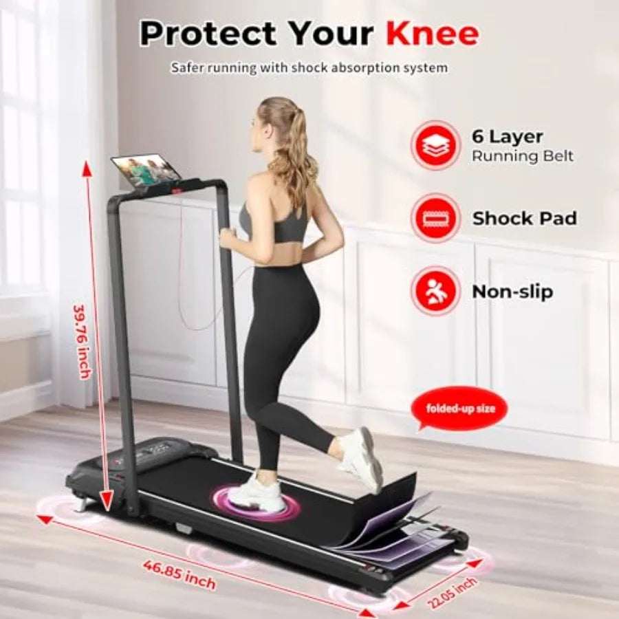 Foldable Treadmill for Home Portable Walking Pad with Handle Manuall/Auto/No Incline 2.5HP Treadmill with 265 Lbs Black/White