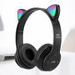 Wireless Headphones Cat Ear Bluetooth-Compatible Helmets Glow Light Over-Ear Headsets Stereo Bass Sports Headphones for PC Phone