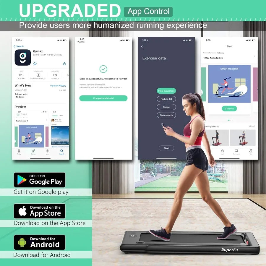 Walking Pad 2.25HP Dual Display Foldable Treadmill for Home with Remote/Smart App Control Portable Compact Treadmill for Office