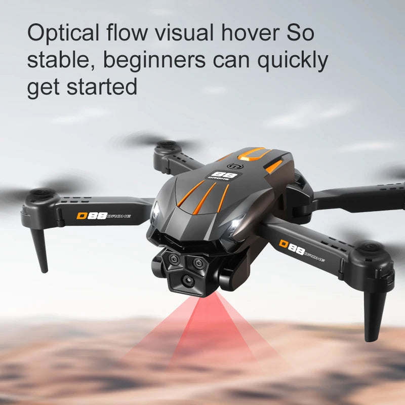 2024 New D88 Drone 8K HD Dual Camera Professional Aerial Photography Optical Flow Hovering Gesture Shooting Folding Quadcopter