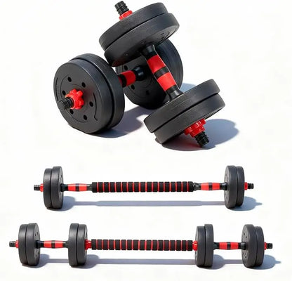 4-in-1 Adjustable Dumbbell Set with Barbell, Kettlebell & Push-Up Stand for Home Gym Fitness