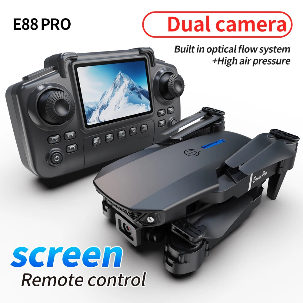 E88-S2 MAX upgraded version drone, with screen control, dual cameras, obstacle avoidance, brushless motor, folding arms, USB rec