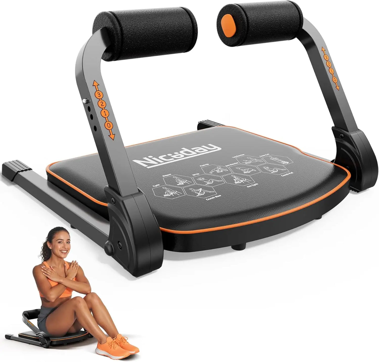 Home Ab Trainer with Resistance Bands, 330 LBS Capacity, Adjustable Sit Up Machine for Core Workouts