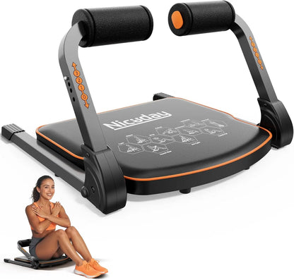 Home Ab Trainer with Resistance Bands, 330 LBS Capacity, Adjustable Sit Up Machine for Core Workouts
