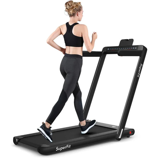 Walking Pad 2.25HP Dual Display Foldable Treadmill for Home with Remote/Smart App Control Portable Compact Treadmill for Office