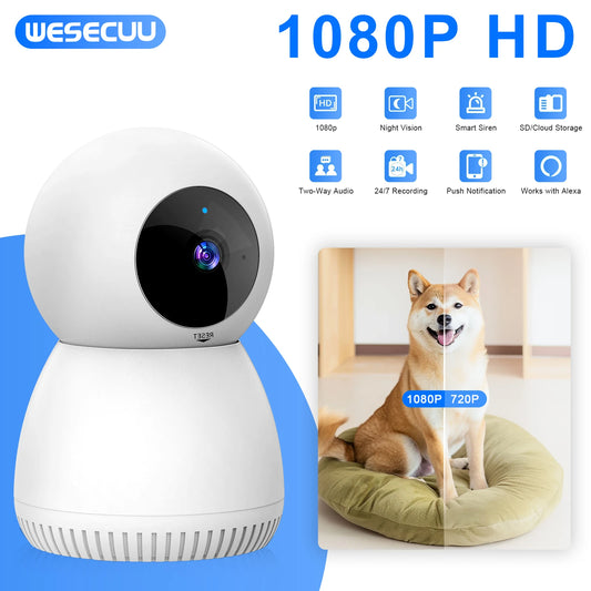 Noahtec Small Security Cam ,2K Pet Camera with Phone App ,360° Pan Wifi Camera Human Detection Night Vision Security Protection