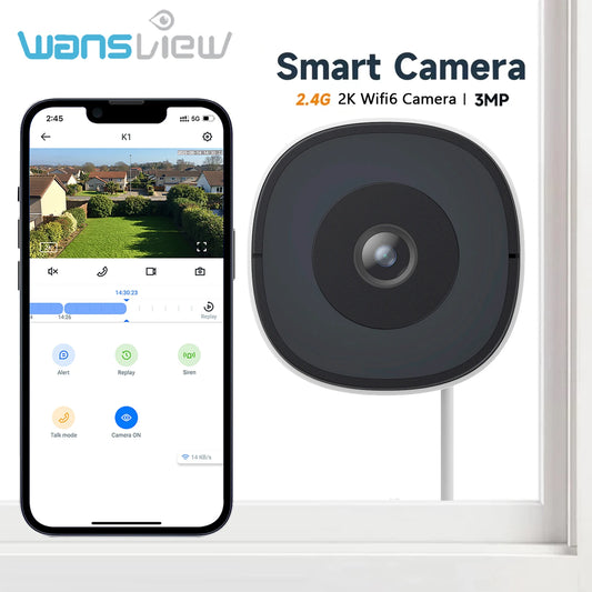 Wansview 3MP 2K Window Camera 2.4G WiFi Indoor Cameras For Home Security Color Night Vision Motion Detection 24/7 Recording
