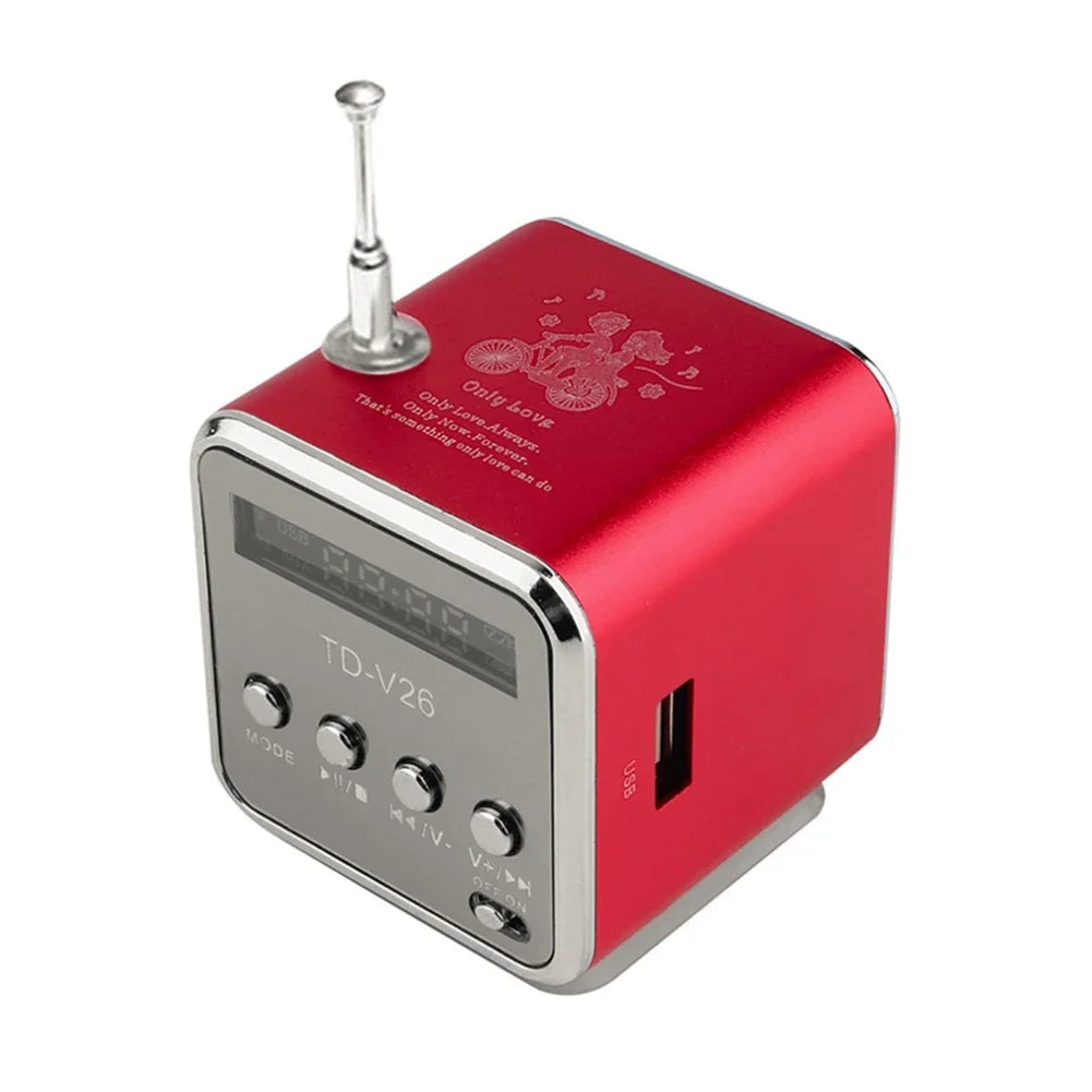 TD-V26 Mini Bluetooth Speaker with FM Radio MP3 Player LED Display and TF Card Support in Portable Design