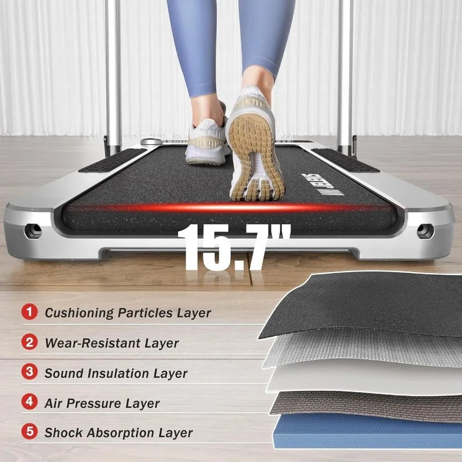 Home Walking Pad Treadmill with Incline 2.5HP Folding Treadmill 330LBS Capacity 2-in-1 Portable Walking Pad with Handle Bar Ges