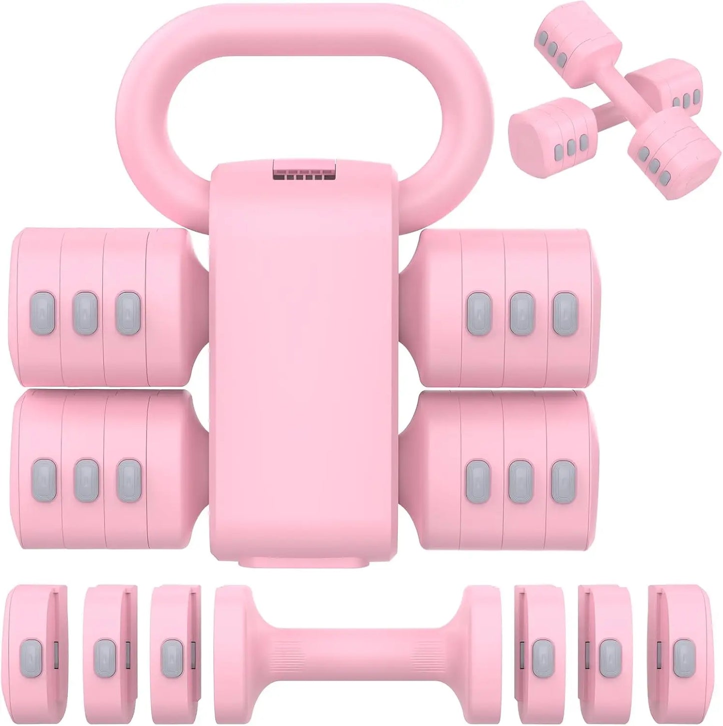 Adjustable Dumbbells Set with Kettlebell, 4 Weight Levels 2.2-5.5lb Each for Home Gym Training