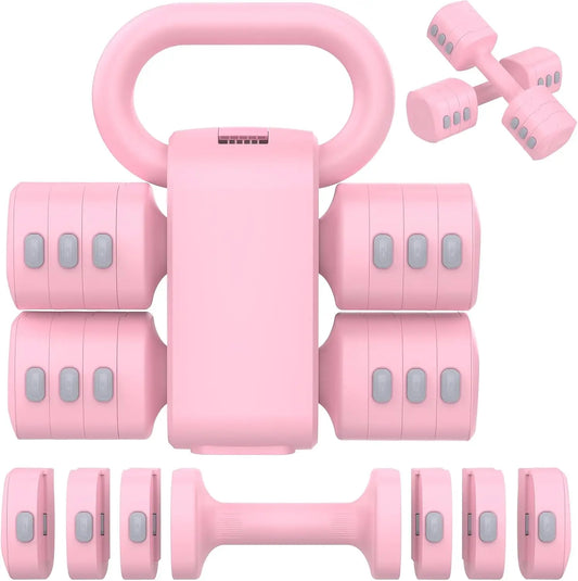 Adjustable Dumbbells Set with Kettlebell, 4 Weight Levels 2.2-5.5lb Each for Home Gym Training