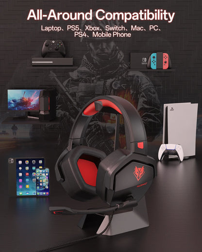 NUBWO N16 Wired Gaming Headsets for Xbox PS5 PS4 PlayStation Switch Mac Over Headphones with MIC Stereo Sound Wired Xbox Headet