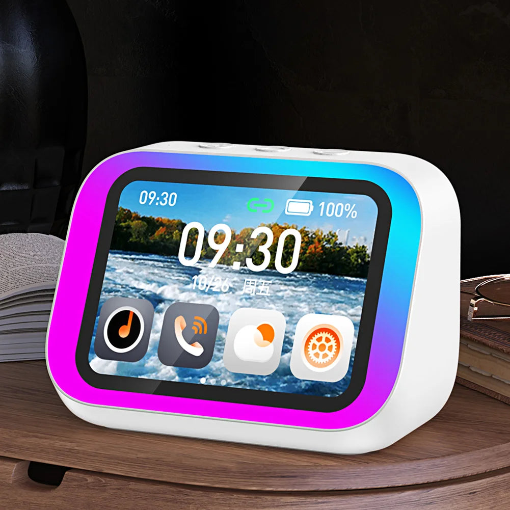 Smart Speaker Voice Assistant Portable BT Speaker with RGB Lights for Bedroom Living Room