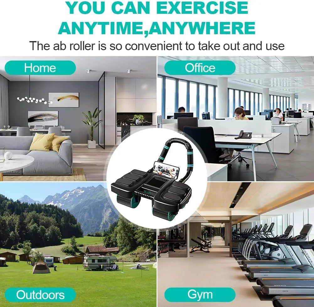 Automatic Rebound Ab Roller Wheel with Elbow Support 4-Wheel Design Core Exercise Equipment for Home Gym Abdominal Workout Machi