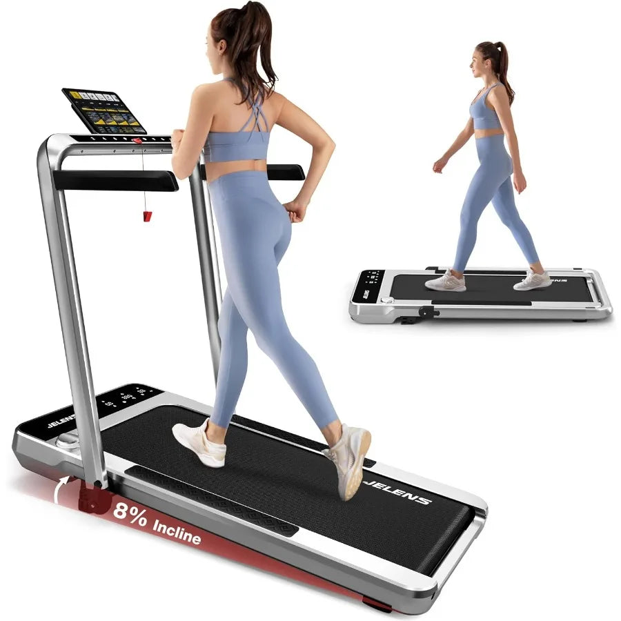 Home Walking Pad Treadmill with Incline 2.5HP Folding Treadmill 330LBS Capacity 2-in-1 Portable Walking Pad with Handle Bar Ges