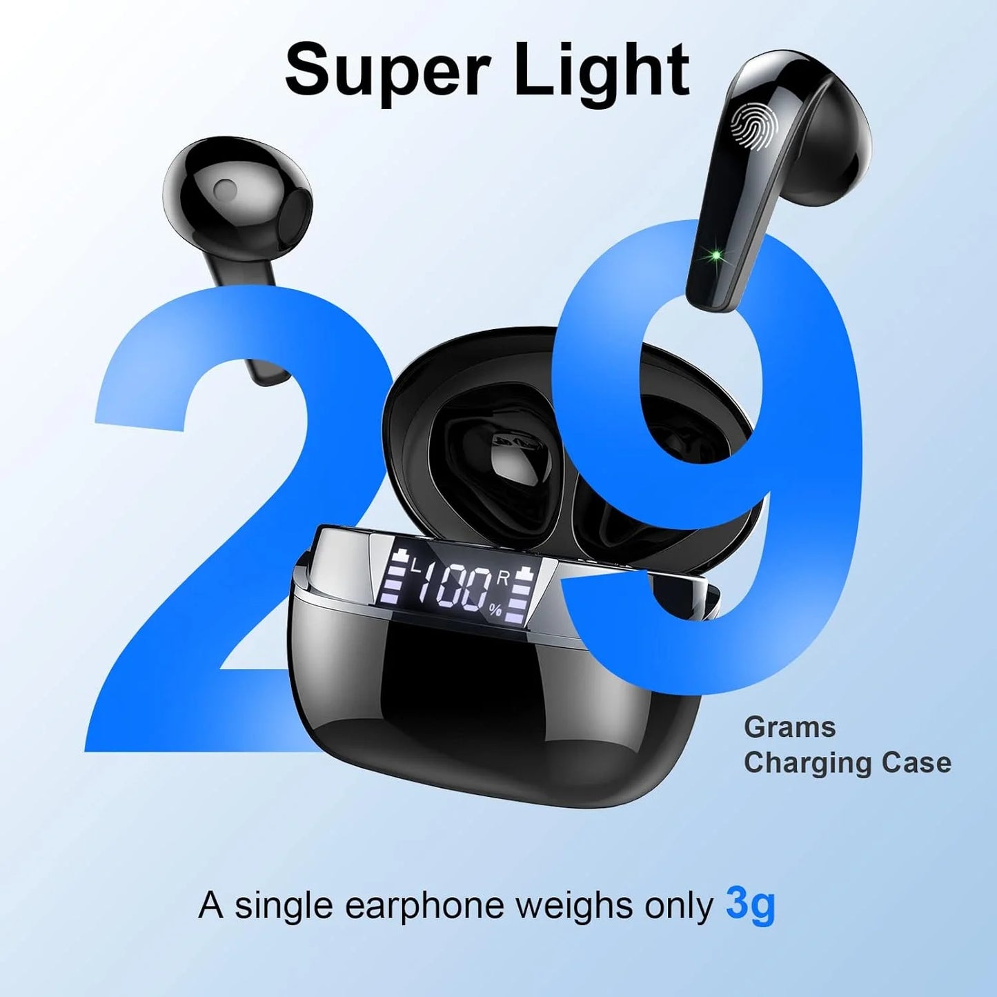 Wireless Earbuds, Bluetooth 5.3 Earbuds Stereo Bass, iNoise Cancelling Mic, Earphones IPX7 Waterproof Sports, 35H Playback.