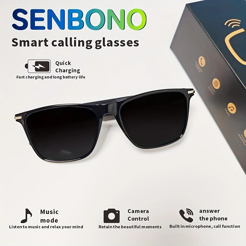 SENBONO NEW Smart Glasses With Sunglasses Open Ear Headsets Hands-Free Calling Sunglasses Anti-blue Light Glasses For Men Womem