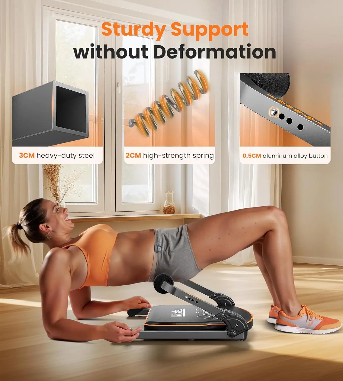 Home Ab Trainer with Resistance Bands, 330 LBS Capacity, Adjustable Sit Up Machine for Core Workouts