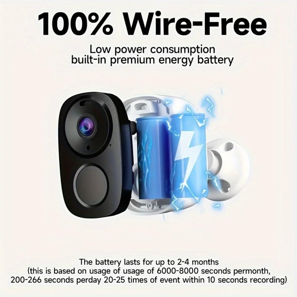2K/3MP wireless outdoor security Camera 5200 mah battery powered PIR body detection night vision with spotlight two-way call