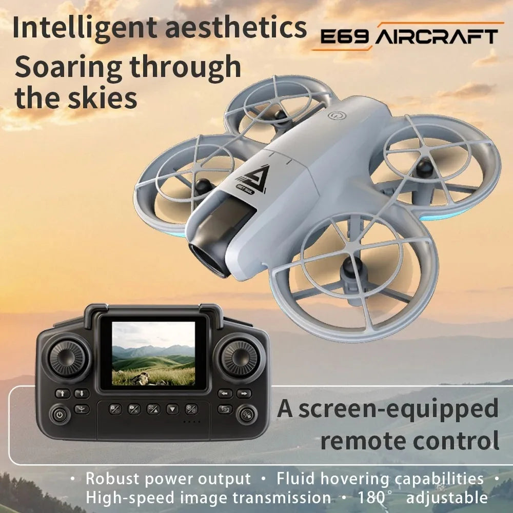 Screen-Controlled Aerial Drone with Dual Cameras, Optical Flow Positioning, Remote Control and RGB Lights - RC Flying Toy