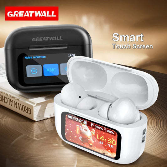 Original GREATWALL Wireless Bluetooth Earphones ANC Noise Reduction Earbuds HD Mic Call Gamer Earbuds LED Touch Screen Control
