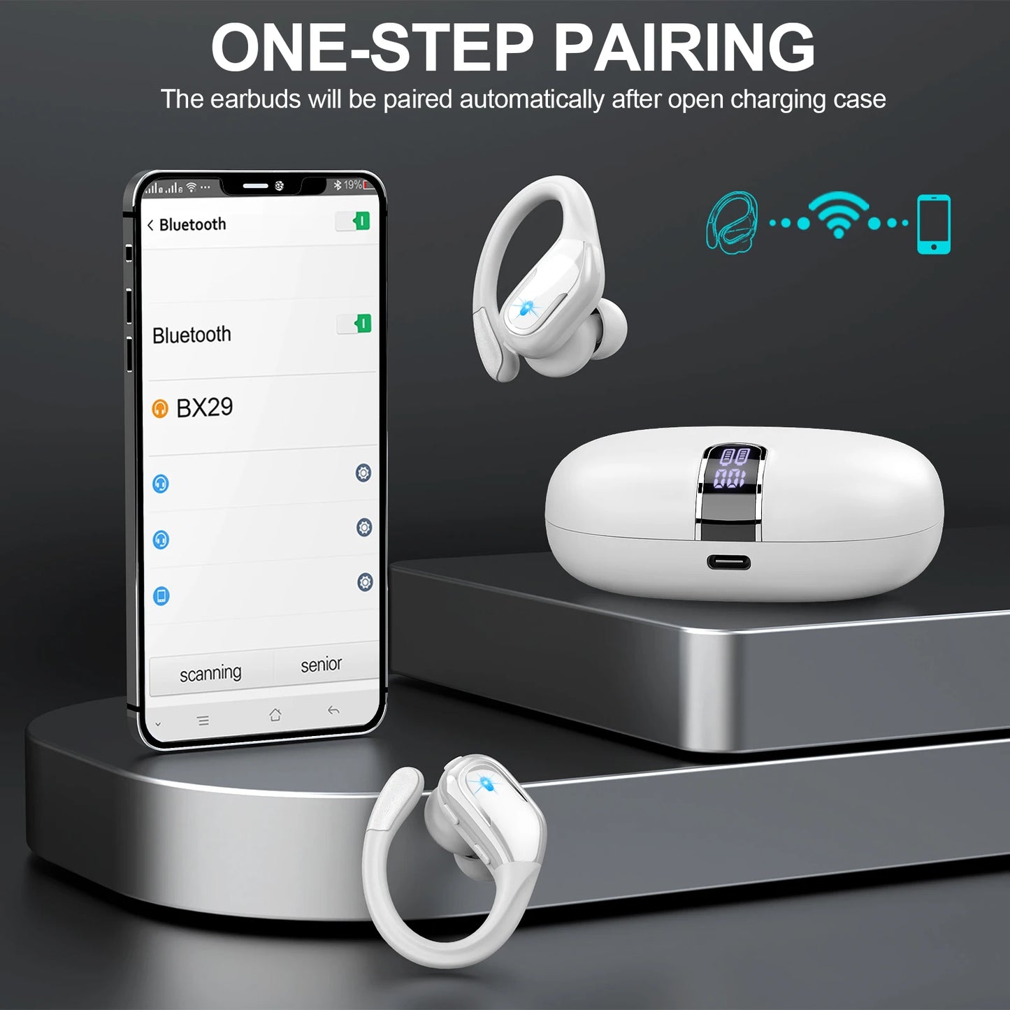 Wireless Earbuds, Bluetooth 5.3 Headphones Sport, Bluetooth Earbuds with ENC Noise Canceling Mic, Bass Stereo Wireless Earphone