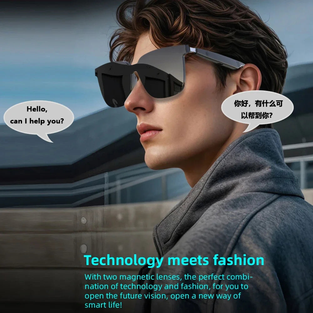 AI Smart Glasses Multifunction Camera Bluetooth BT 5.4 Call Voice Assistant Glasses Magnetic Translate Glasses for Men Women