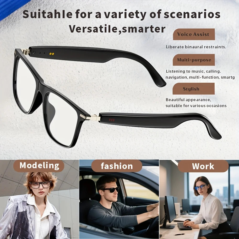 SENBONO NEW Smart Glasses With Sunglasses Open Ear Headsets Hands-Free Calling Sunglasses Anti-blue Light Glasses For Men Womem