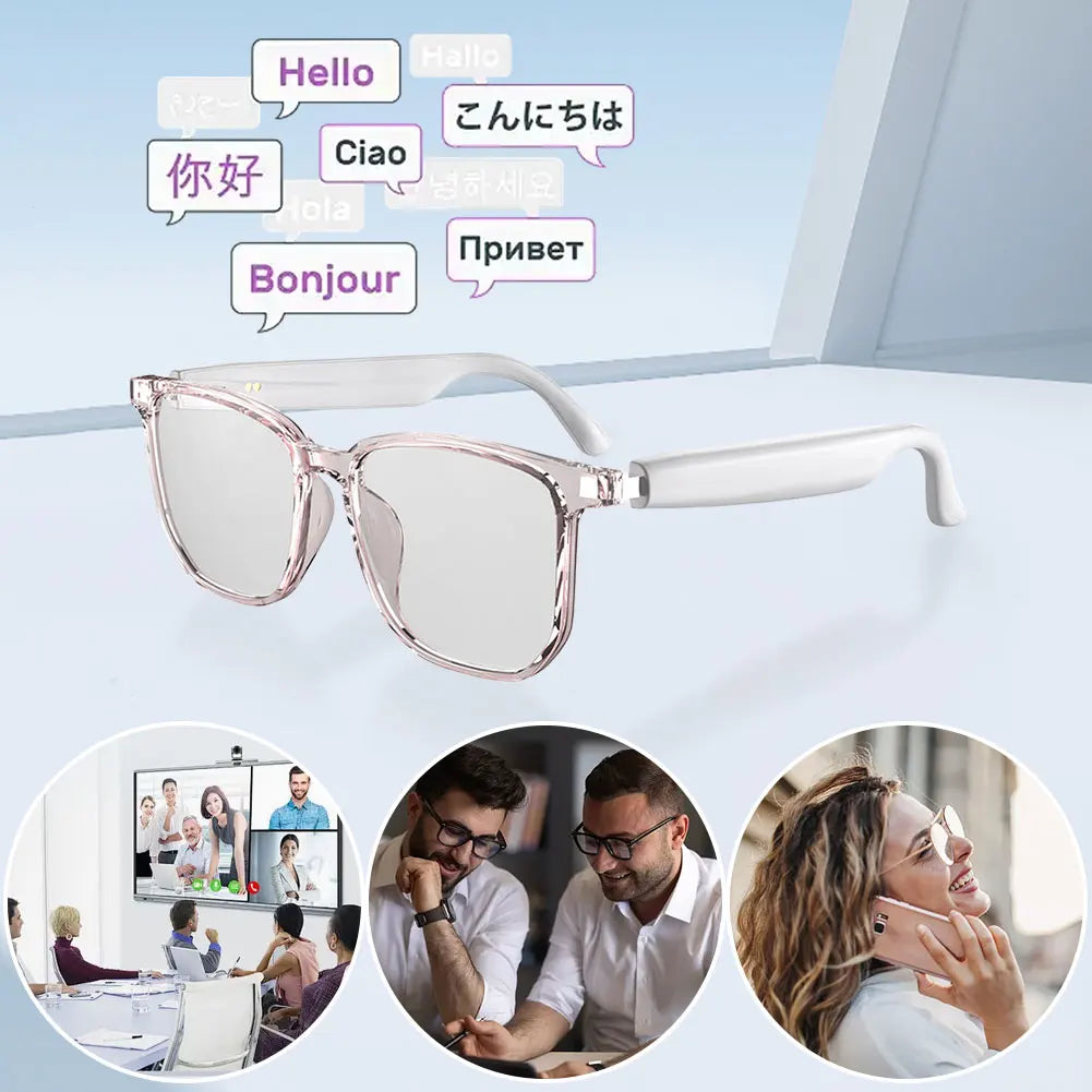 Smart Translation Glasses Wireless Bluetooth Earphones Auto Voice Translation Audio Glasses 75 Languages AI Translator Glasses
