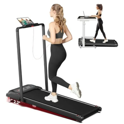 Foldable Treadmill for Home Portable Walking Pad with Handle Manuall/Auto/No Incline 2.5HP Treadmill with 265 Lbs Black/White
