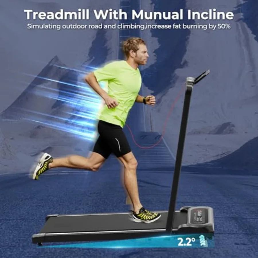 Foldable Treadmill for Home Portable Walking Pad with Handle Manuall/Auto/No Incline 2.5HP Treadmill with 265 Lbs Black/White