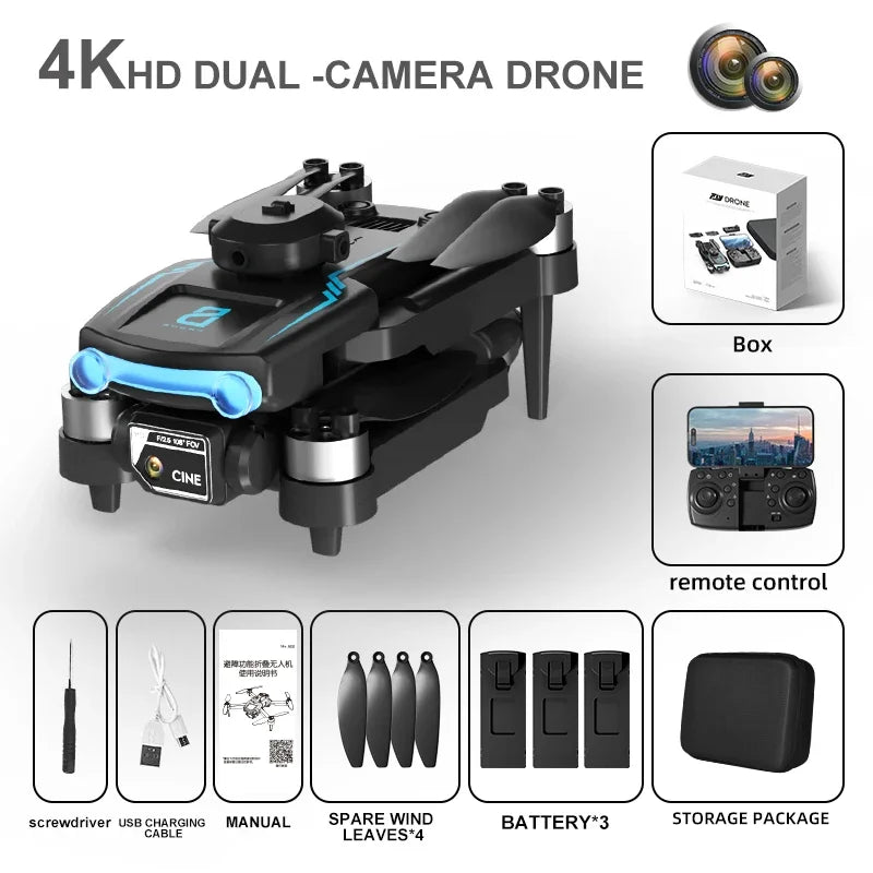 New F169 8K HD Dual Camera Dron  WIFI FPV RC Drone Professional Height Hold Four Side Obstacle Avoidance Foldable Quadcopter