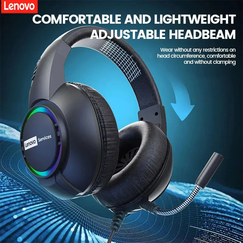 Lenovo E08 E-sports Gaming Wired Headphone RGB Light Computer Laptop 7.1 Virtual Surround Sound Effects Headset with Microphone