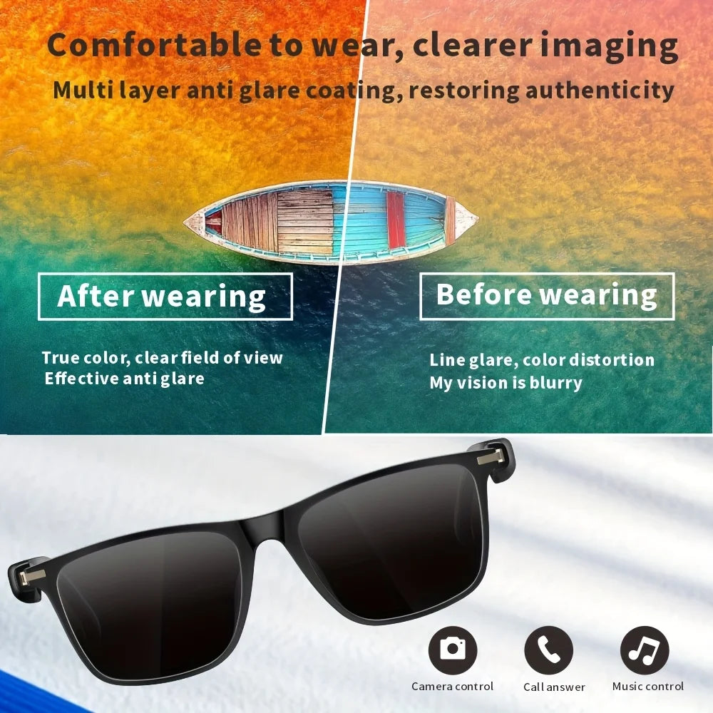 SENBONO NEW Smart Glasses With Sunglasses Open Ear Headsets Hands-Free Calling Sunglasses Anti-blue Light Glasses For Men Womem