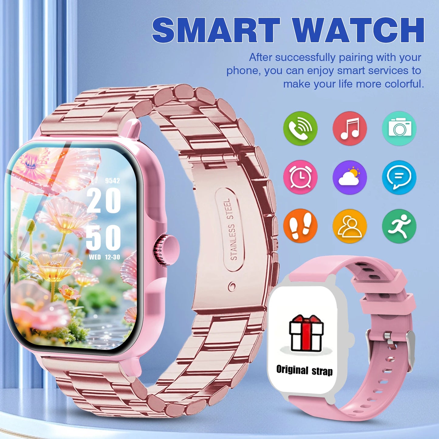 2025 Smart Watch, Wireless Dialing, Multiple Sport Modes, Various App Notifications, Perfect Gift for Holidays, iPhone/Android